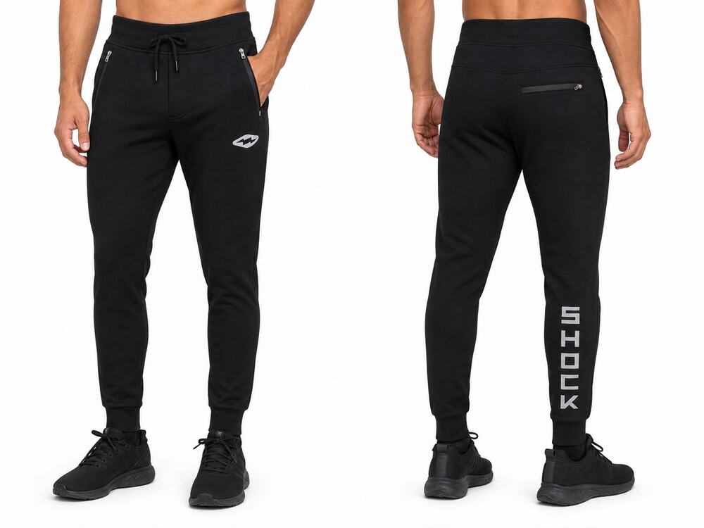 Shock Doctor Men's Athletic Stretch Jogger Pants Black Size Small Zipper Pockets